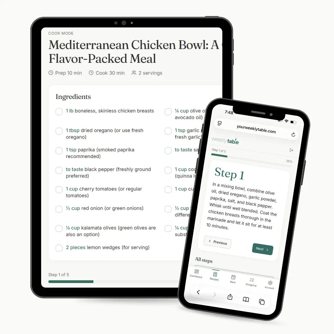 Weekly Table Cook Mode with Step-by-Step Instructions