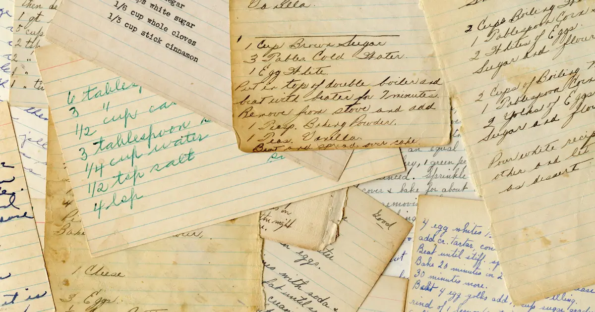 Multiple handwritten recipes