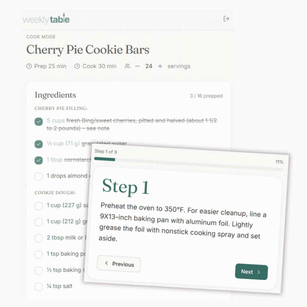 Cook Mode with Highlighted Step