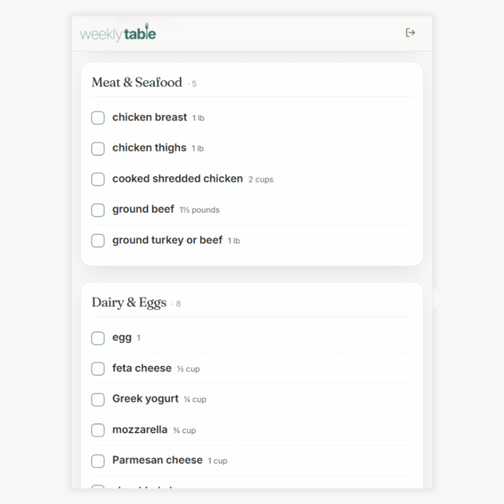 Grocery List example
